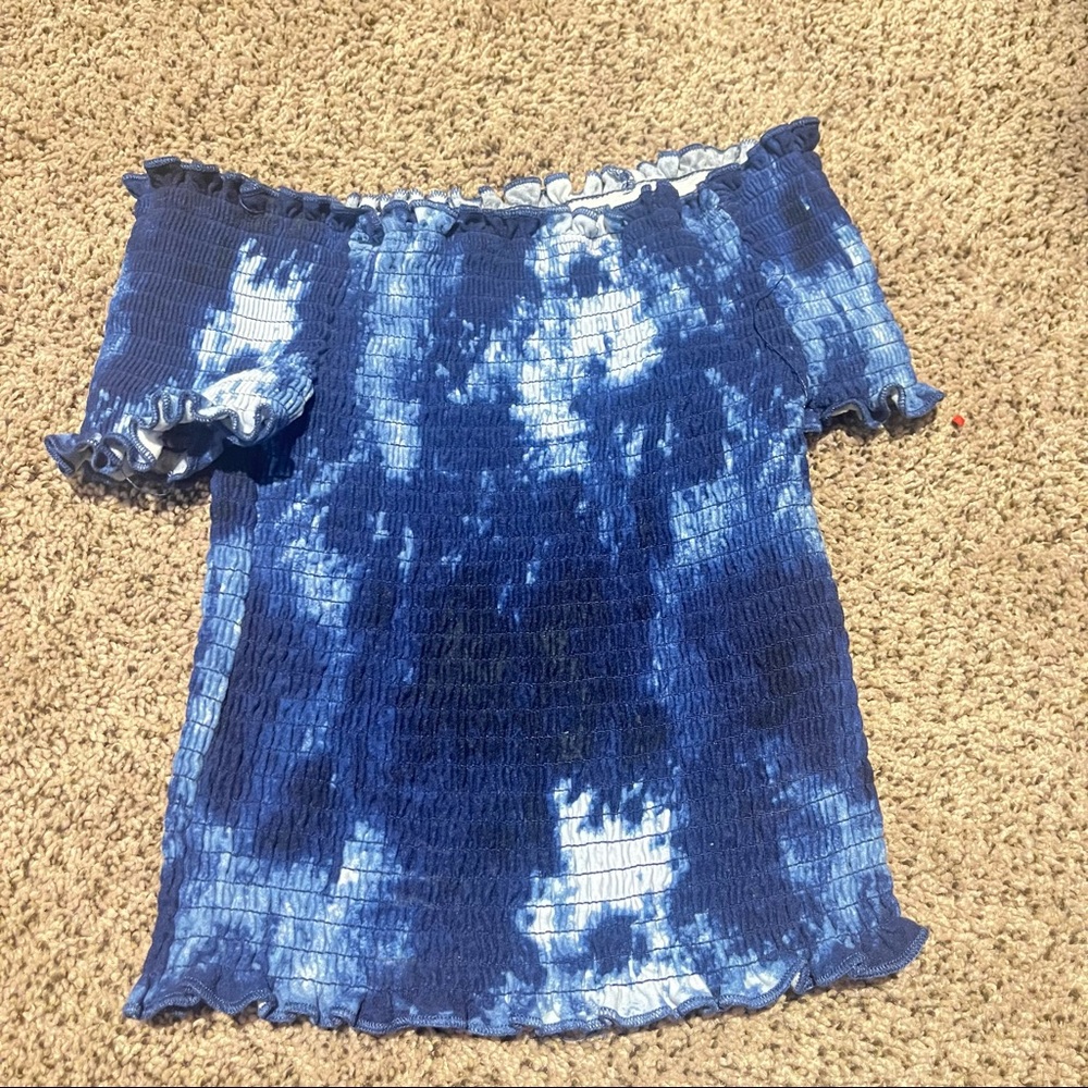 Blue and white crop top